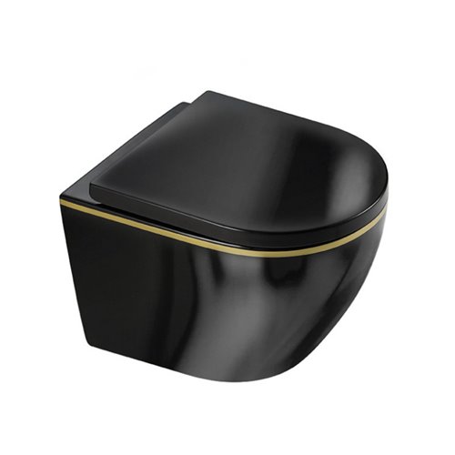 Czarna miska wc złoty rant wisząca Rimless 4.0 MIZU-BL-GL-RIM-02 Hydrosan