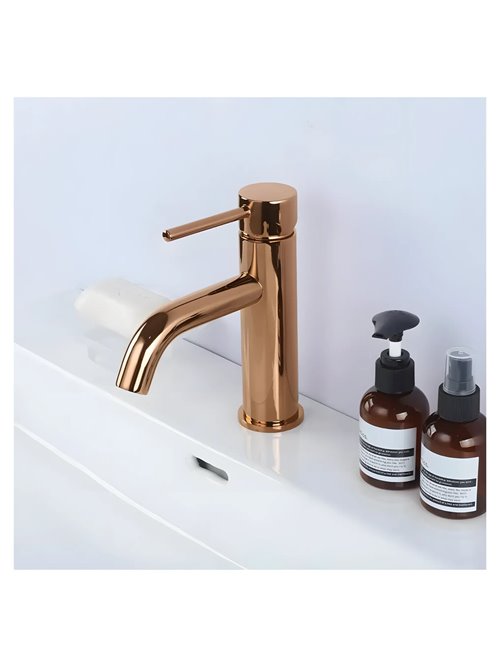 Miedź połysk Bateria umywalkowa niska kolor miedzi Lungo Rea