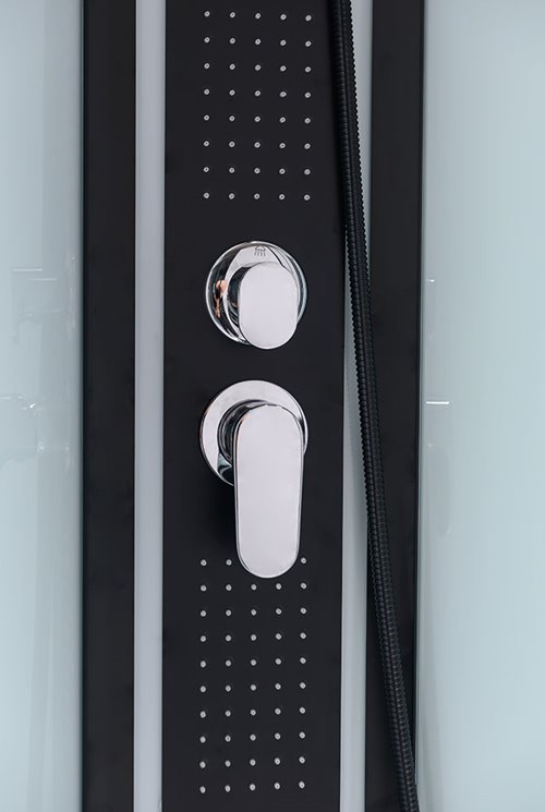 Biała kabina prysznicowa zabudowana 4 ściany na niskim brodziku 90x90 MO-0307