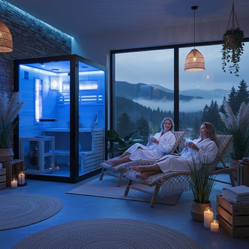 Sauna fińska 2 osobowa wysokotemperaturowa 3,5KW piec Harvia 120x120 cm FORSA1-BL zdjęcie 8