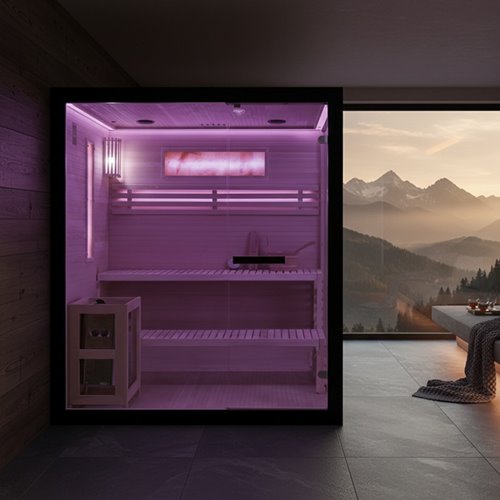 Sauna fińska 2 osobowa wysokotemperaturowa 4,5KW piec Harvia 150x140 cm FORSA2-BL zdjęcie 12