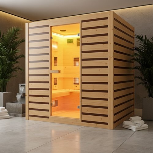 Sauna na podczerwień infrared do domu sucha 5-osobowa 180x150 cm Tromso-4 230V zdjęcie 13