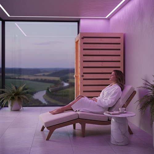 Sauna na podczerwień infrared sucha 2-osobowa 90x90 cm Tromso-1 230V zdjęcie 12