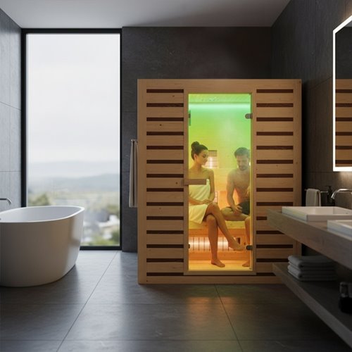 Sauna na podczerwień infrared sucha 4-osobowa 153x110 cm Tromso-3 230V zdjęcie 9