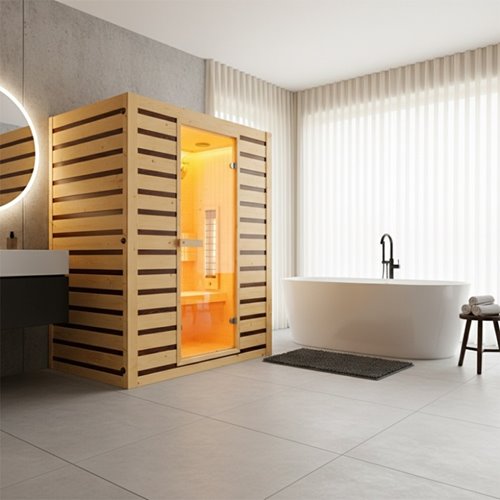 Sauna na podczerwień infrared sucha 4-osobowa 153x110 cm Tromso-3 230V zdjęcie 11