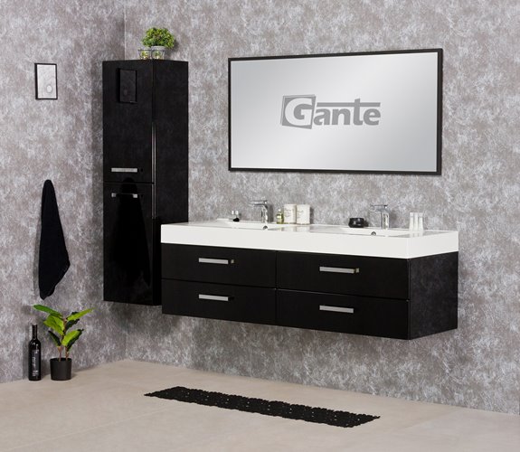 Czarna szafka wisząca z umywalką 160 cm seria Fokus C