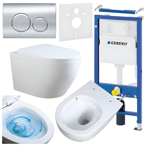 Zestaw podtynkowy stelaż GEBERIT DUOFIX + miska MIZU-WH-TR-02 + przycisk DELTA 20 chrom