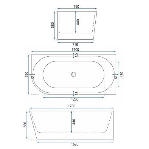 Wanna przyścienna narożna prawa 170 cm Bellanto Slim Rea zdjęcie 7
