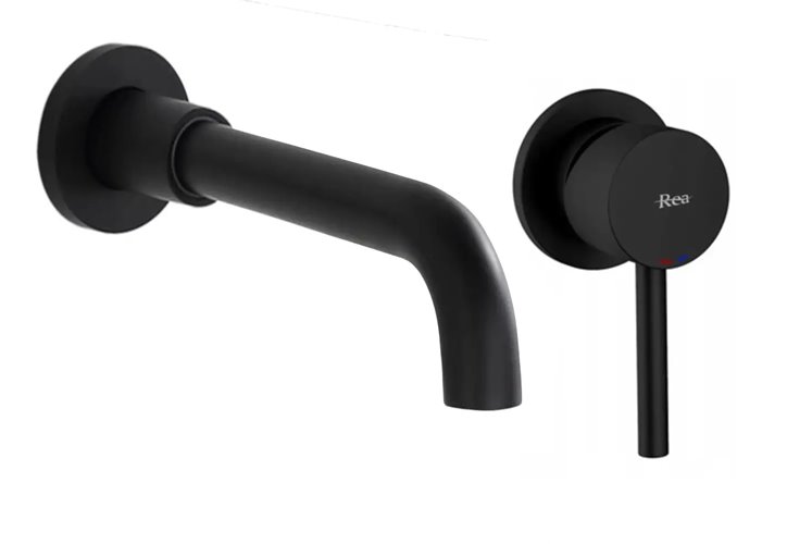 Bateria umywalkowa podtynkowa box Rea Lungo Long czarny mat