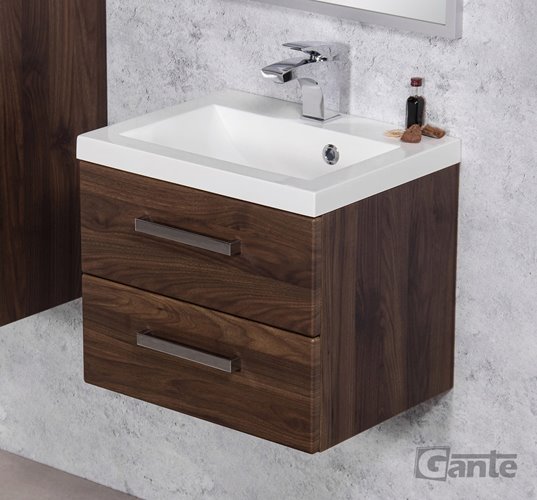 Szafka łazienkowa wisząca z umywalką 50 cm 39/2 Fokus kolor orzech