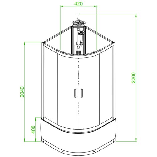 Kabina prysznicowa półokrągła zabudowana na wysokim brodziku 90x90 Nina