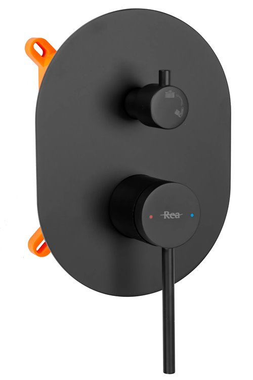 Czarny zestaw prysznicowy podtynkowy Oval Rea