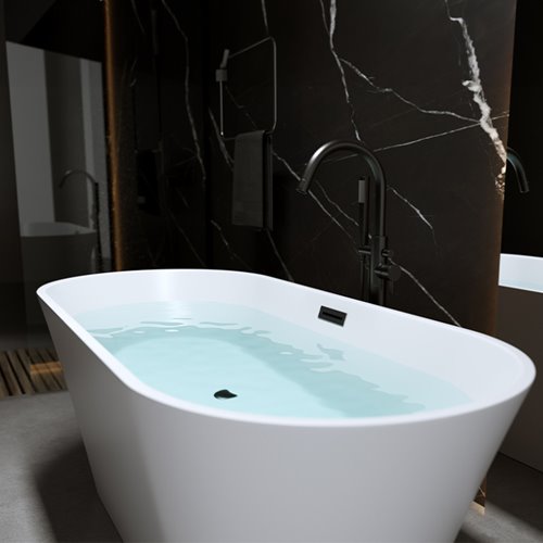 Wanna wolnostojąca biała przelew oraz korek czarny 170 cm Lizbona Hydrosan