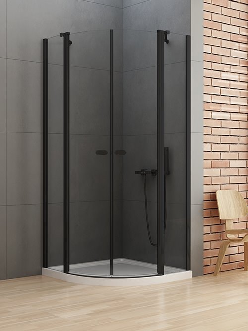 Czarna kabina półokrągła 100x100 K-0540 New Soleo Black New Trendy