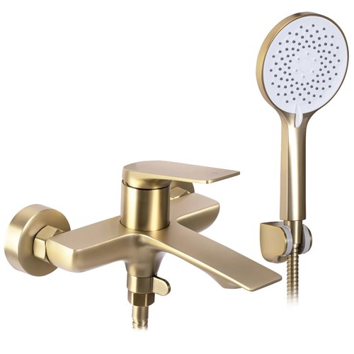 Złota szczotkowana bateria wannowa Avalon Rea