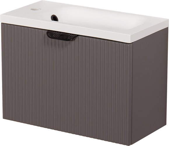 Szafka łazienkowa wisząca z umywalką szary mat 50 cm Fresco Gante