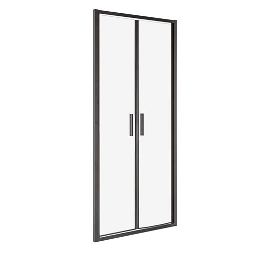 Czarne drzwi prysznicowe podwójne uchylne 90 cm Solid DDP Kerra