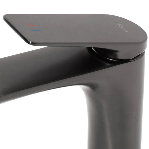 Grafitowa bateria umywalkowa niska Avalon Rea