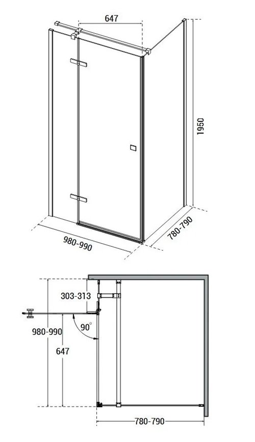 Stal szczotkowana prostokątna kabina prysznicowa 100x80 lewa Pixa Besco PPL108-195GR zdjęcie 8