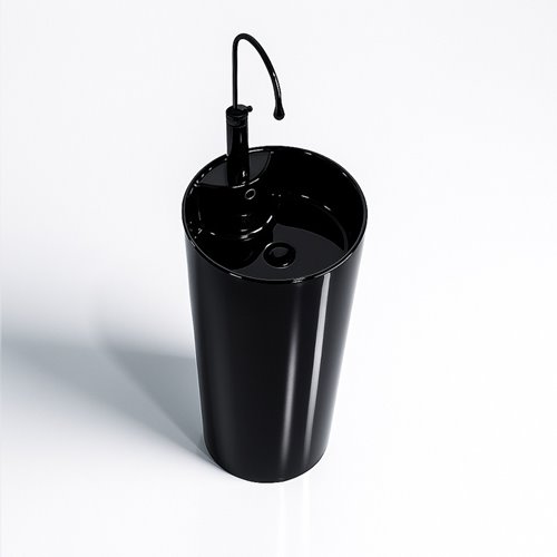 Umywalka wolnostojąca ceramiczna owalna czarny połysk 85x40 cm LINO-BL-400