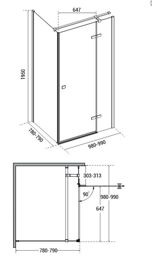Stal szczotkowana prostokątna kabina prysznicowa 100x80 prawa Pixa Besco PPP108-195GR zdjęcie 8