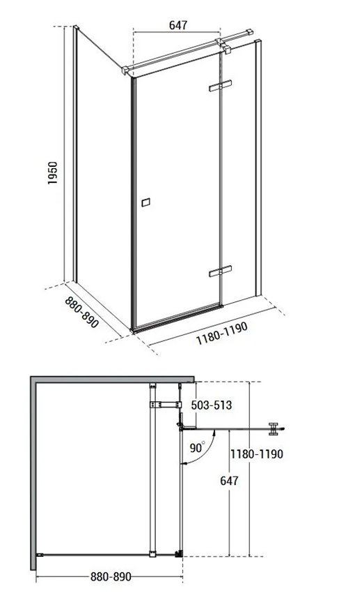 Stal szczotkowana prostokątna kabina prysznicowa 120x90 prawa Pixa Besco PPP129-195GR zdjęcie 8