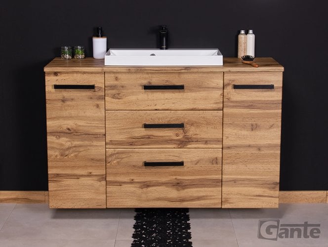 Szafka wisząca z umywalką nablatową 120 cm kolor dąb naturalny 39/3 seria Fokus Loft Gante