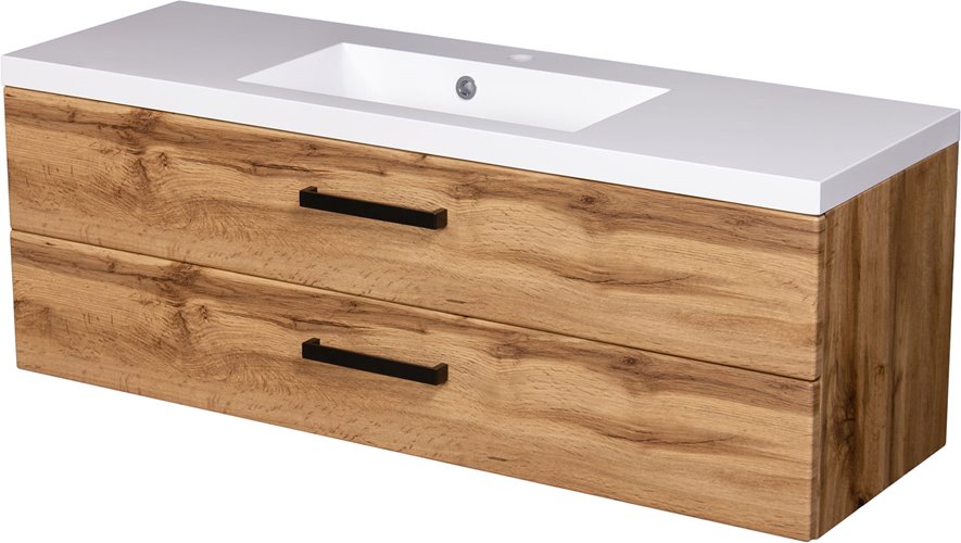 Szafka wisząca z umywalką 120 cm kolor dąb naturalny S2 seria Fokus Loft Gante