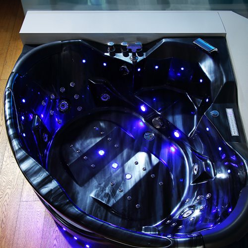 Czarna wanna z hydromasażem narożna 155x155 cm Eos 932 Hydrosan