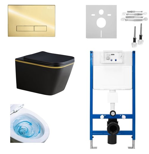 Zestaw podtynkowy kompletny stelaż + miska RAIN-MTB-GL-RIM-03 + przycisk ST+H GOLD