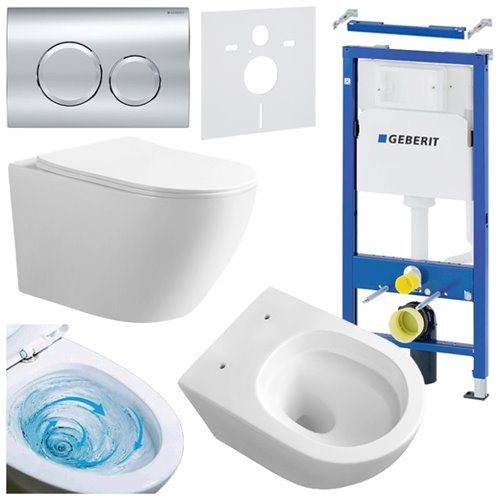 Zestaw podtynkowy stelaż GEBERIT DUOFIX + miska MIZU-WH-TR-03 + przycisk DELTA 20 chrom