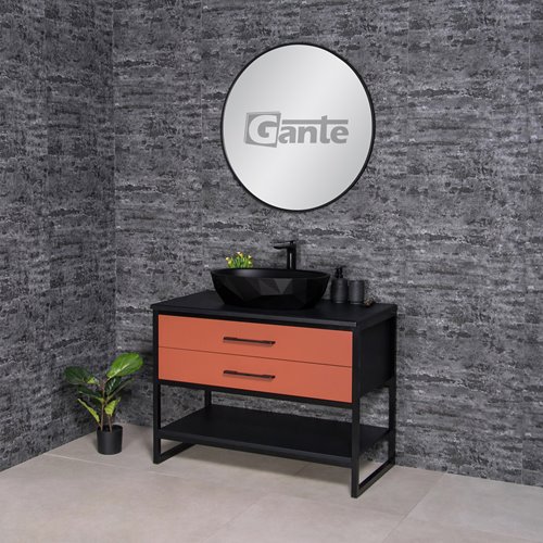 Szafka stojąca z czarną umywalką kolor ceglasty loft 100 cm seria New York