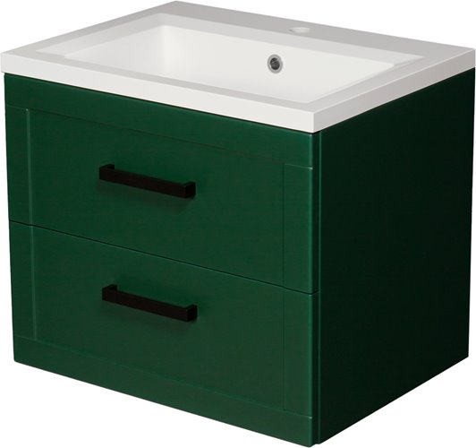 Zielona matowa szafka łazienkowa wisząca z umywalką 60 cm 46/2 Meiva