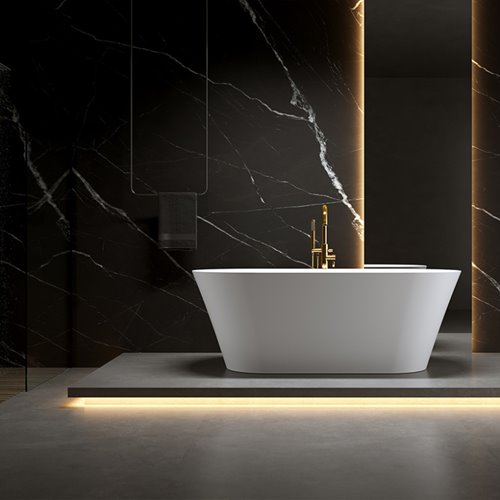 Wanna wolnostojąca biała przelew oraz korek złoty 160 cm Lizbona Hydrosan