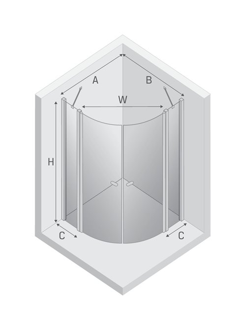 Kabina prysznicowa półokrągła 90x90 K-0419 New Soleo New Trendy