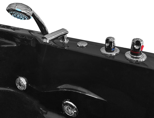 Czarna wanna z hydromasażem dwuosobowa Turbo+ 180x120 cm MO-1631B Prawa