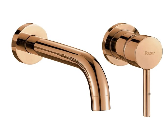 Bateria umywalkowa w kolorze miedzianym Lungo Rea