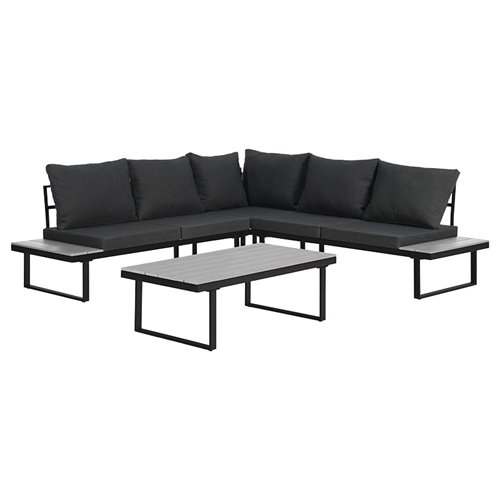 Zestaw mebli ogrodowych metalowych stół i narożnik Toba kolor czarny