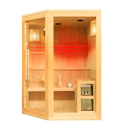 Sauna fińska 5-osobowa narożna 150x150 cm piec Harvia 6KW Bodo4