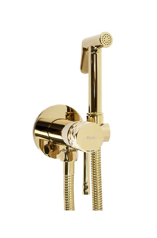 Bateria bidetowa Rea Lungo Diamond złota