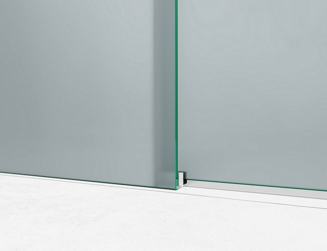 Drzwi prysznicowe rozsuwane prawe/lewe do wnęki 101-107 cm szkło 8mm mleczne profile chrom Swiss Liniger