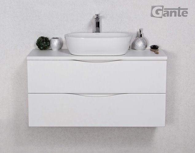 Szafka łazienkowa wisząca ONDA 100 cm biała z umywalką Gante