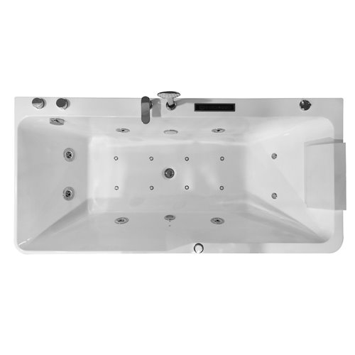 Przyścienna wanna z hydromasażem prostokątna konglomerat 170x80 cm MO-1803AB