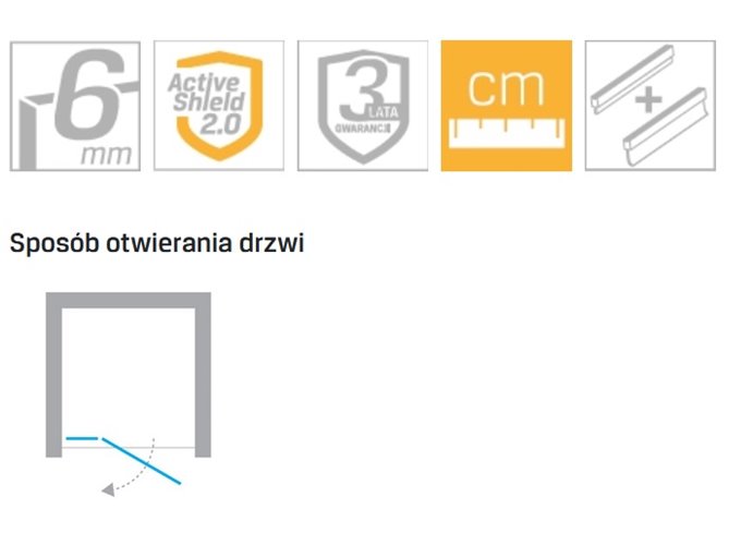 Drzwi prysznicowe uchylne 120 cm lewe New Renoma D-0101A