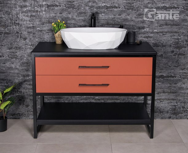 Szafka stojąca z białą umywalką kolor ceglasty loft 100 cm seria New York