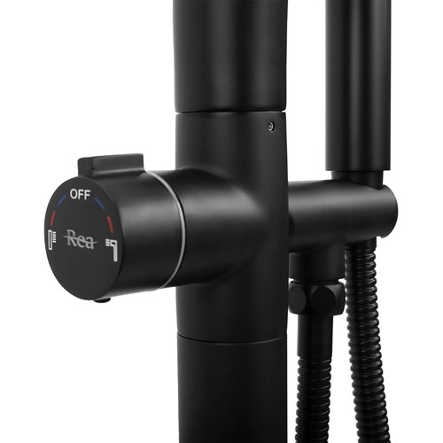 Czarna bateria wannowa wolnostojąca Clark Rea