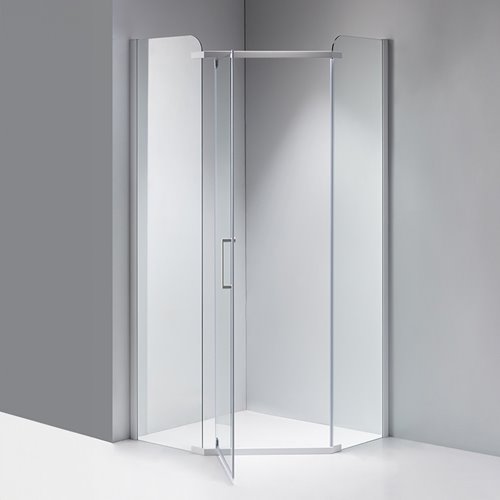 Biała kabina prysznicowa pięciokątna 80x80 drzwi uchylne KZ91A