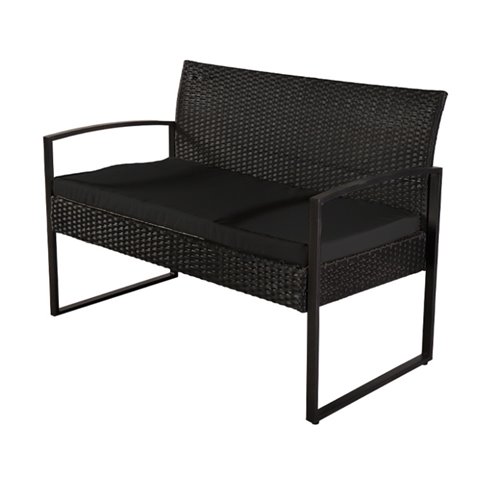 Zestaw mebli ogrodowych z technorattanu stół, sofa, krzesła dla 4 osób Atlas czarny