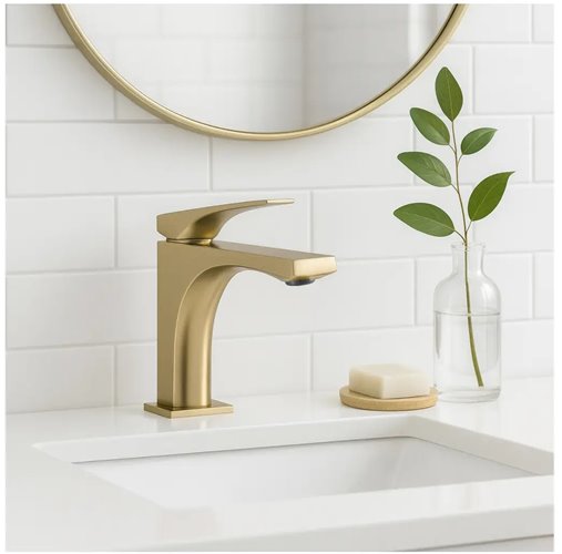 Bateria umywalkowa niska Joe Rea złoto szczotkowane