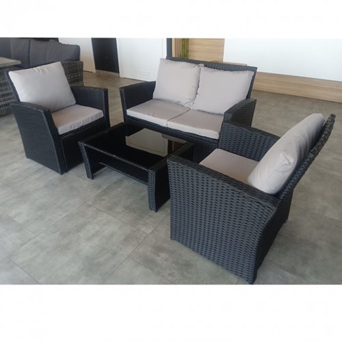 Meble ogrodowe z technorattanu sofa, stół, fotele zestaw Lagos